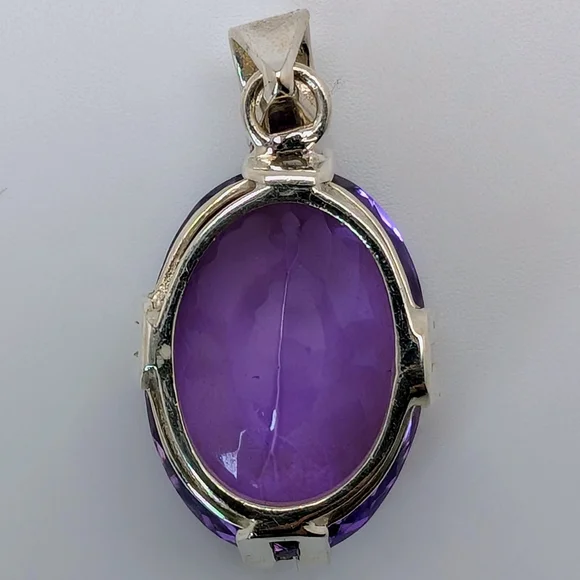 Large Natural Amethyst S925 Sterling Silver Pendant High Quality - Picture 6 of 8
